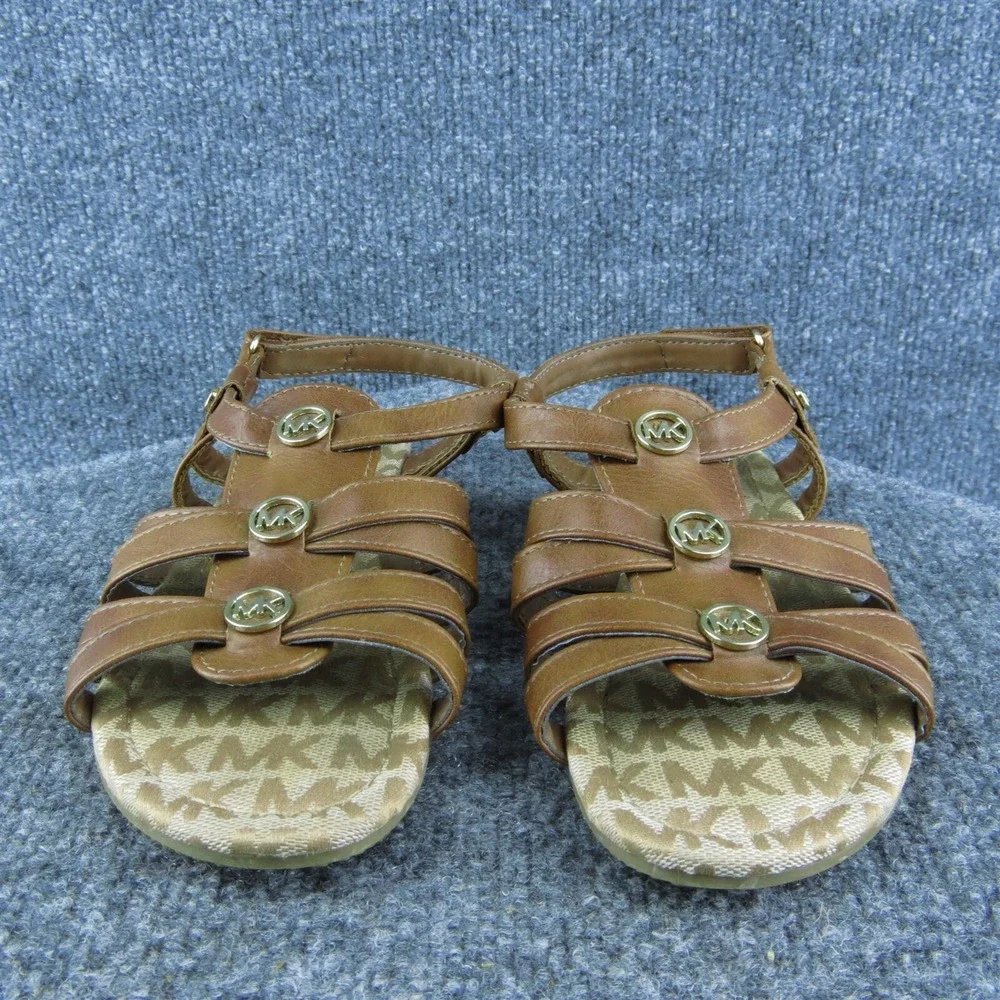 Michael Kors Youth Girls Gladiator Shoes Brown Synthetic‎ Hook & Loop Size 2 Med